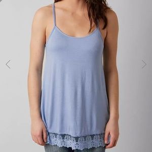 BKE Buckle lace hem super soft tank top